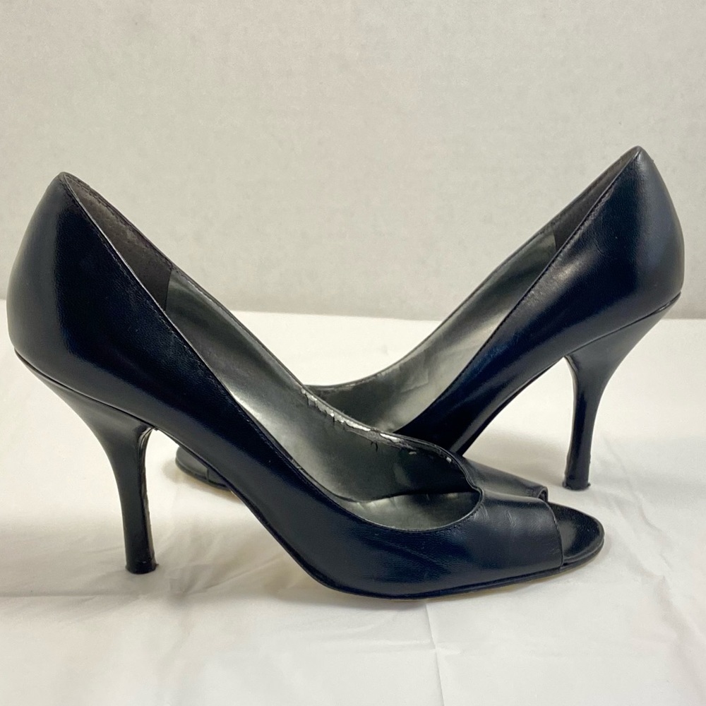 Nine West peep toe black heels